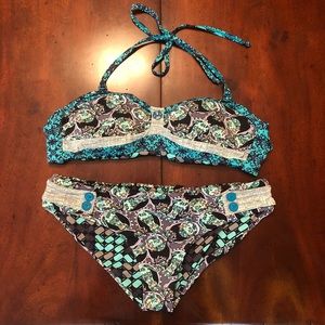 Maaji Blue Gray Swim Suit Size M Reversible